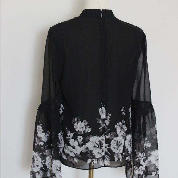 Black High Neck Blouse with Bell sleeve from White House Black Marker - Picture 4 of 6